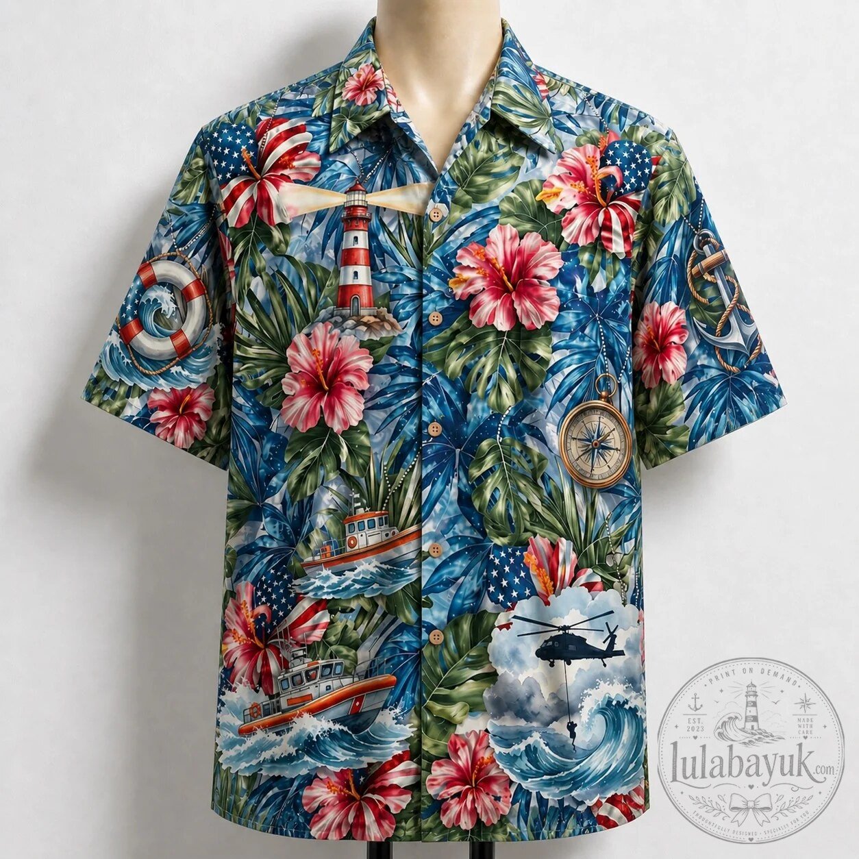 United States Coast Guard Patriotic Veteran Hawaiian Shirt