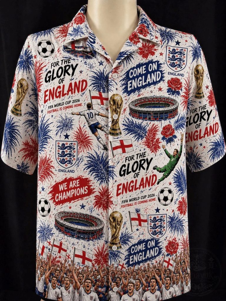 England Football World Cup 2026 Champions Button Up Hawaiian Shirt