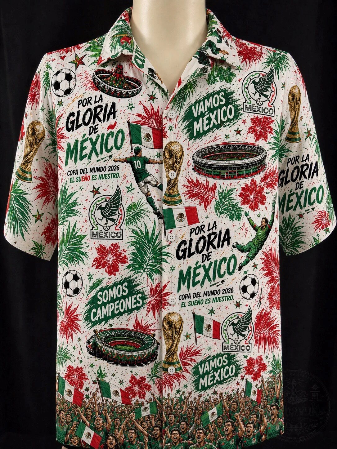 Mexico World Cup Football Soccer Fan Hawaiian Shirt for Men Women