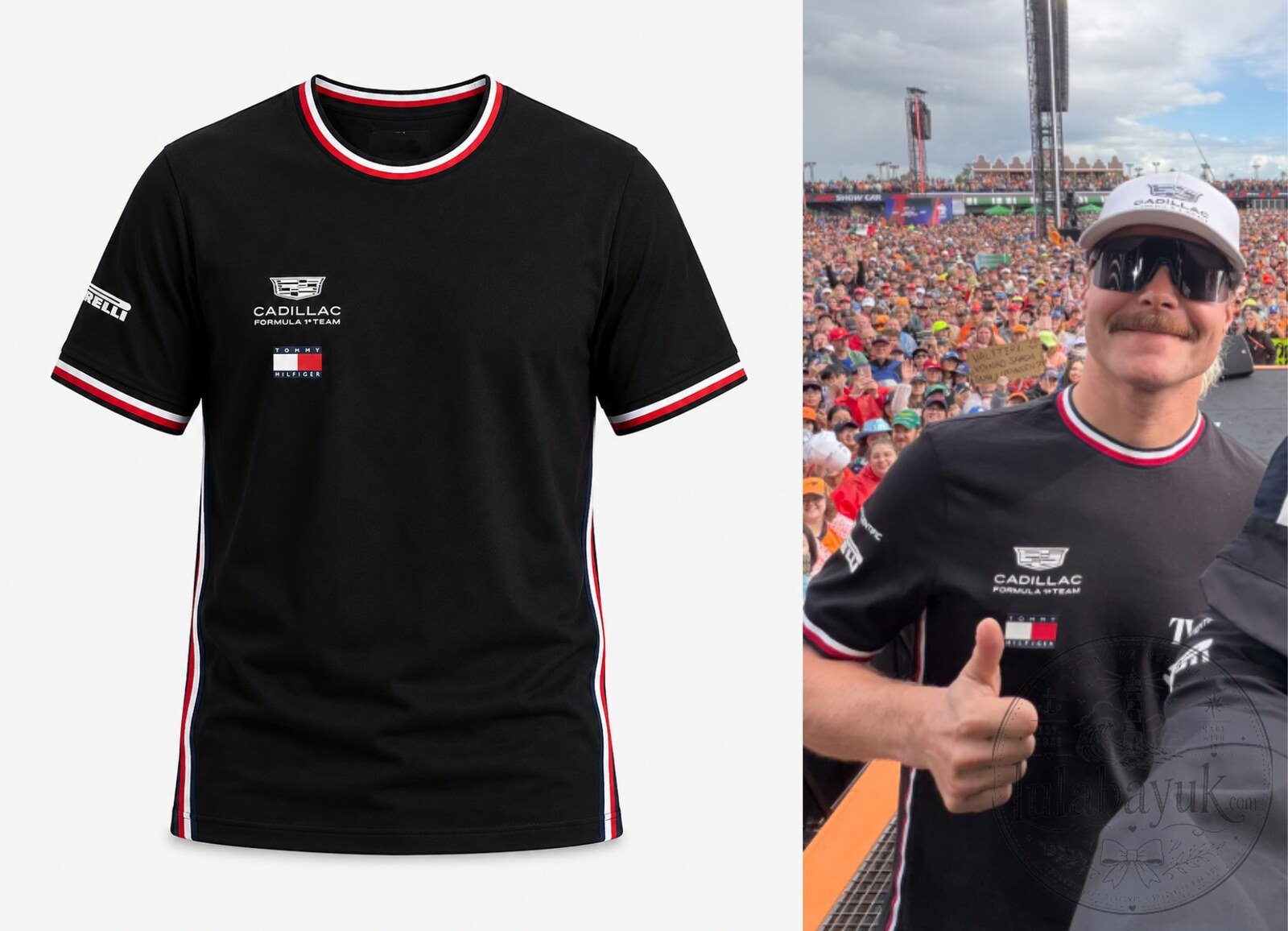 Valtteri Bottas Cadillac F1 Team Black T-Shirt - Tommy Hilfiger Motorsport Racing Crew Shirt