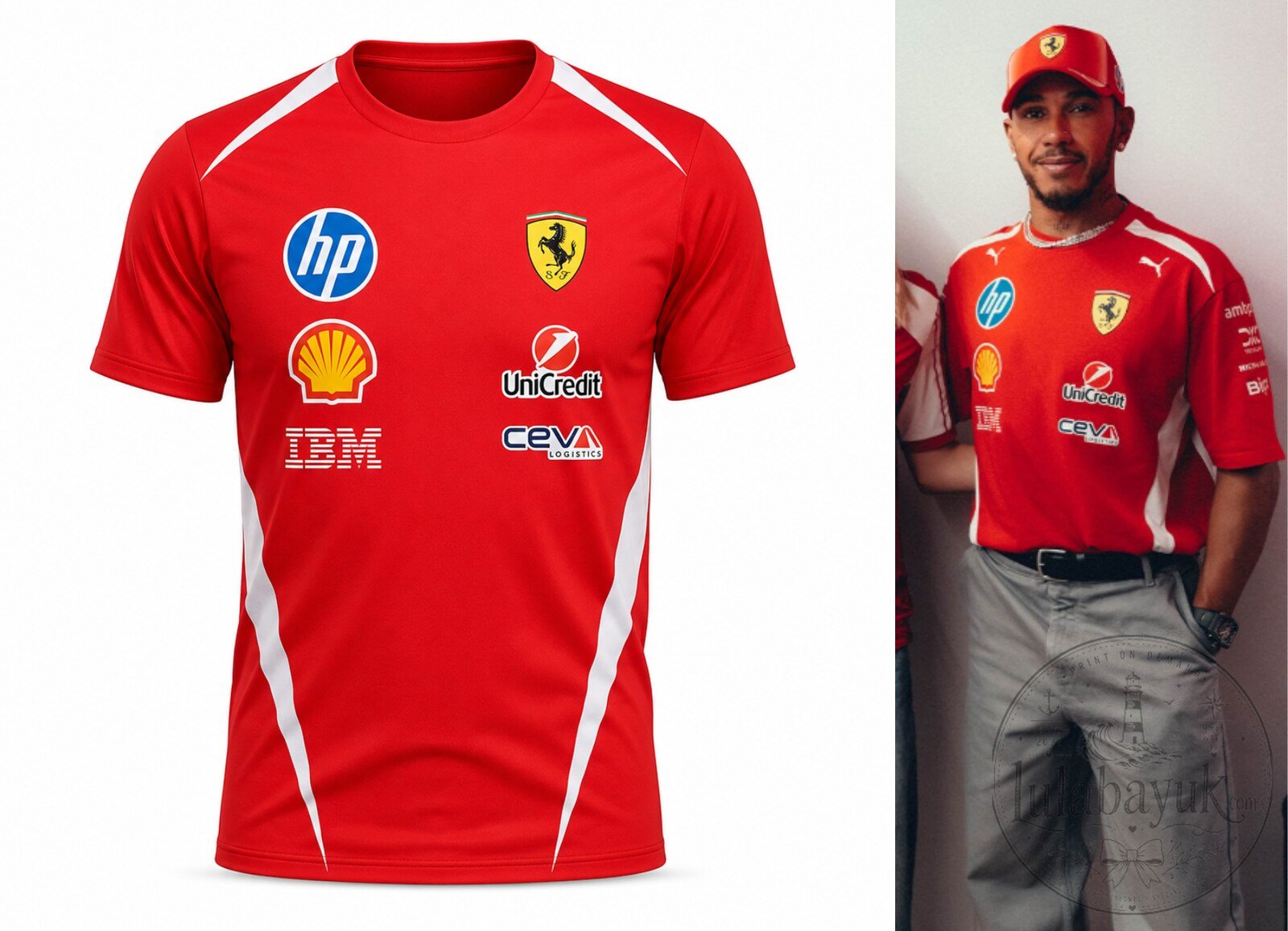 Lewis Hamilton Puma Ferrari F1 2025 Red Tee
