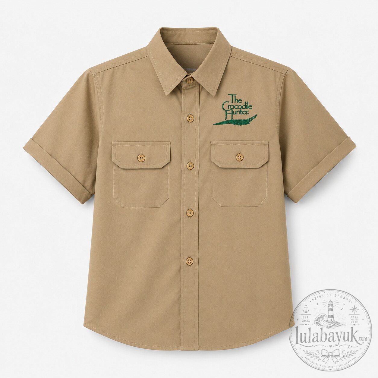 Australia Zoo Khaki Safari Shirt The Crocodile Hunter Steve Irwin Cosplay Short Sleeve Button Up 4 Australia Zoo Khaki Safari Shirt The Crocodile Hunter Steve Irwin Cosplay Short Sleeve Button Up