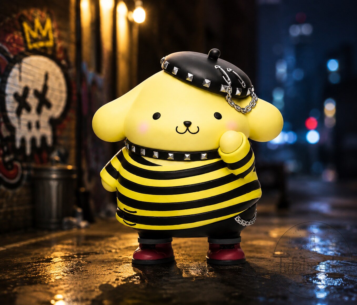 Sanrio Pompompurin Goth Punk Rock Vinyl Figure With Beret Striped Shirt Studded Collar Collectible Toy 7 Sanrio Pompompurin Goth Punk Rock Vinyl Figure With Beret Striped Shirt Studded Collar Collectible Toy premium quality collectible or lifestyle product for everyday use