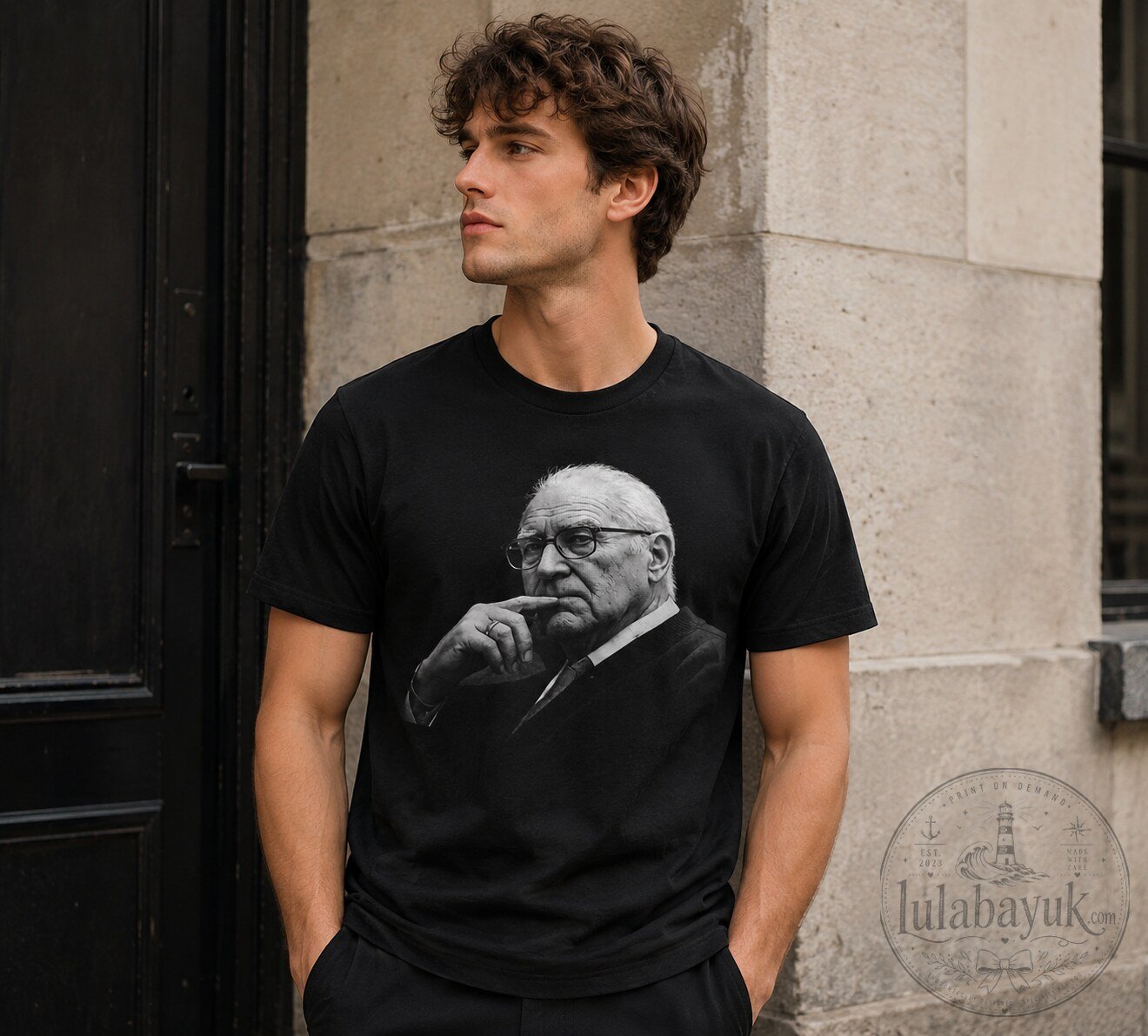 Milton Friedman Famous Economist Portrait Graphic T-Shirt 3 Milton Friedman Famous Economist Portrait Graphic T-Shirt