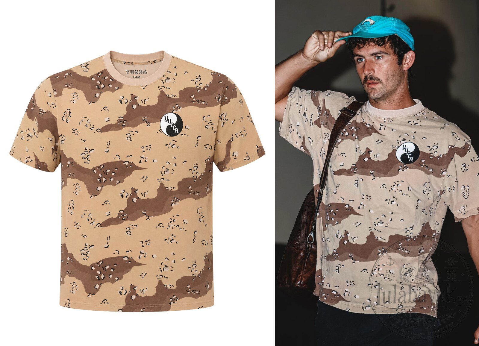 Stetson Bennett Style Yucca Fins Yin Yang Desert Storm Chocolate Chip Camo T-Shirt