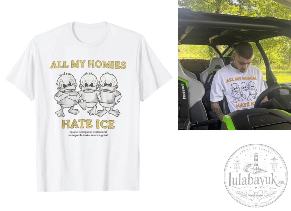 Zayn Malik All My Homies Hate ICE T-Shirt - Chnge Pro-Immigrant Angry Ducks Retro White Tee