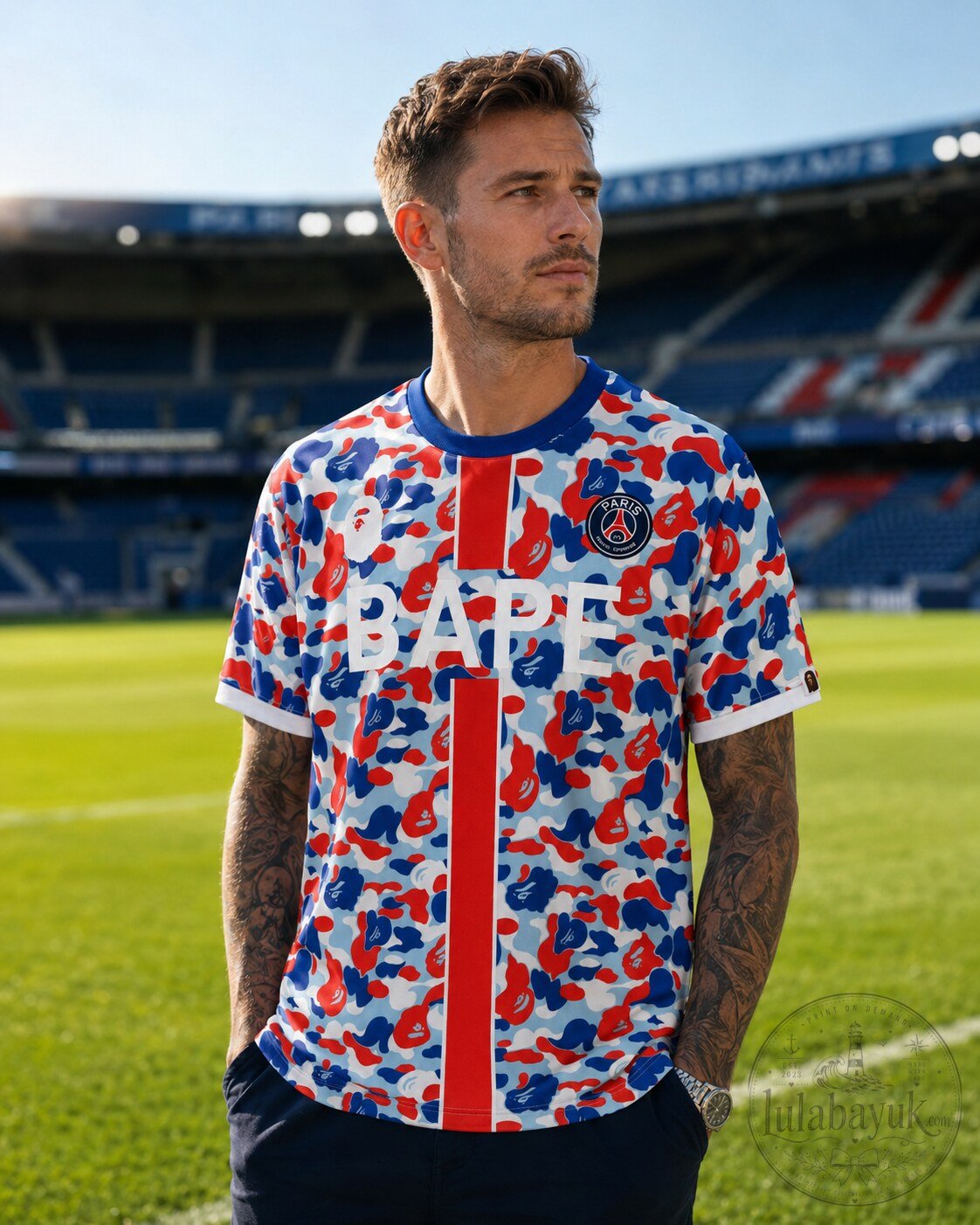 Paris Saint-Germain PSG x BAPE Camo Soccer Jersey T-Shirt 3 Paris Saint-Germain PSG x BAPE Camo Soccer Jersey T-Shirt premium breathable shirt and sports jersey for men and women streetwear style