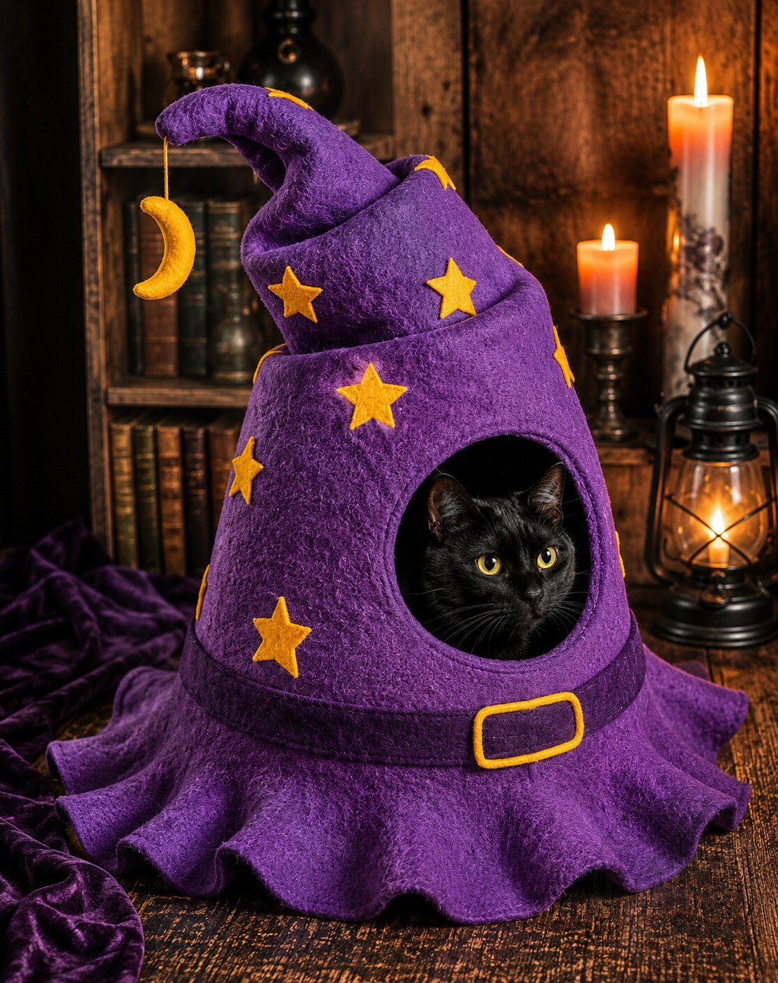 Halloween Purple Witch Wizard Hat Felt Cat Cave Bed House 4 Halloween Purple Witch Wizard Hat Felt Cat Cave Bed House premium quality collectible or lifestyle product for everyday use