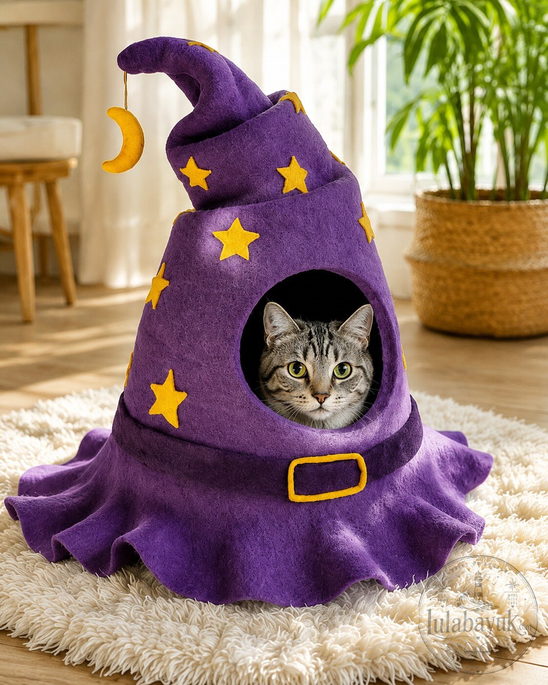 Halloween Purple Witch Wizard Hat Felt Cat Cave Bed House 5 Halloween Purple Witch Wizard Hat Felt Cat Cave Bed House premium quality collectible or lifestyle product for everyday use