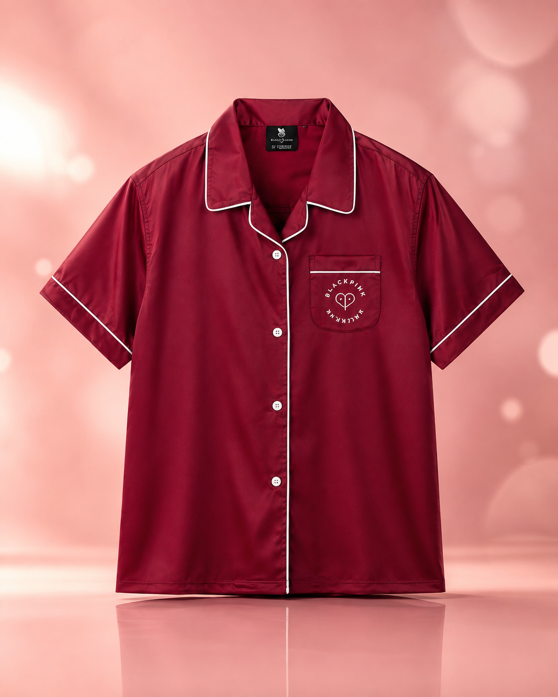 BLACKPINK burgundy pajama set with short sleeve button shirt BLACKPINK burgundy pajama set with short sleeve button shirt