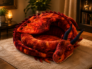 Giant Sleeping Red Dragon Lounger Cushion Pet Bed   