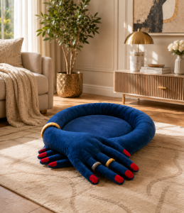 Hugging Hands Shaped Pet Bed with Red Nails