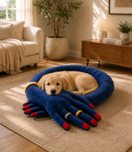 Hugging Hands Shaped Pet Bed with Red Nails