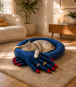 Hugging Hands Shaped Pet Bed with Red Nails