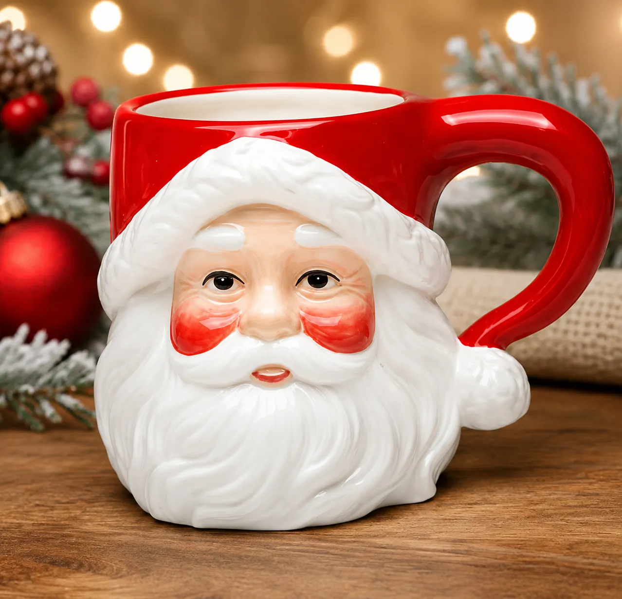 Christmas Santa Claus Face 3D Ceramic Mug