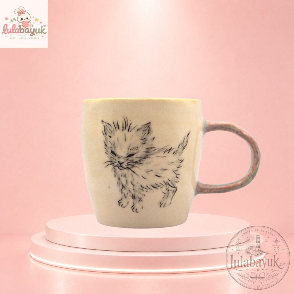 Funny Cat Craves Chaos Handmade Style Pottery Coffee Mug