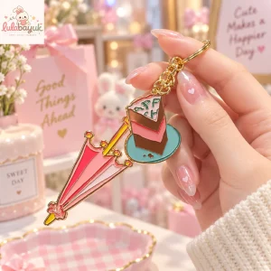 Harry Potter Wizarding Birthday Pink Cake Collector Gift Box Set 9 Harry Potter Rubeus Hagrid's Pink Umbrella and Birthday Cake Slice Enamel Keychain