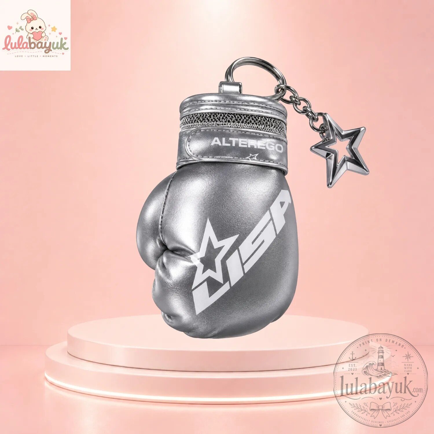 Blackpink Lisa Alterego Metallic Silver Boxing Glove Keychain