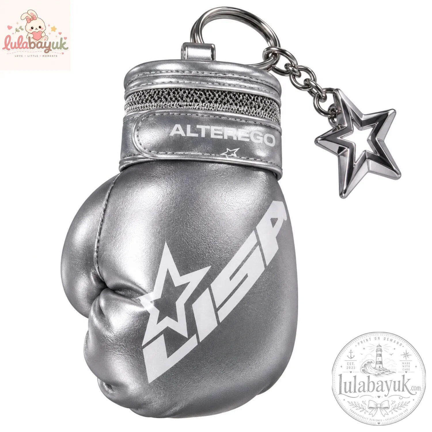 Blackpink Lisa Alterego Metallic Silver Boxing Glove Keychain 4 Blackpink Lisa Alterego Metallic Silver Boxing Glove Keychain