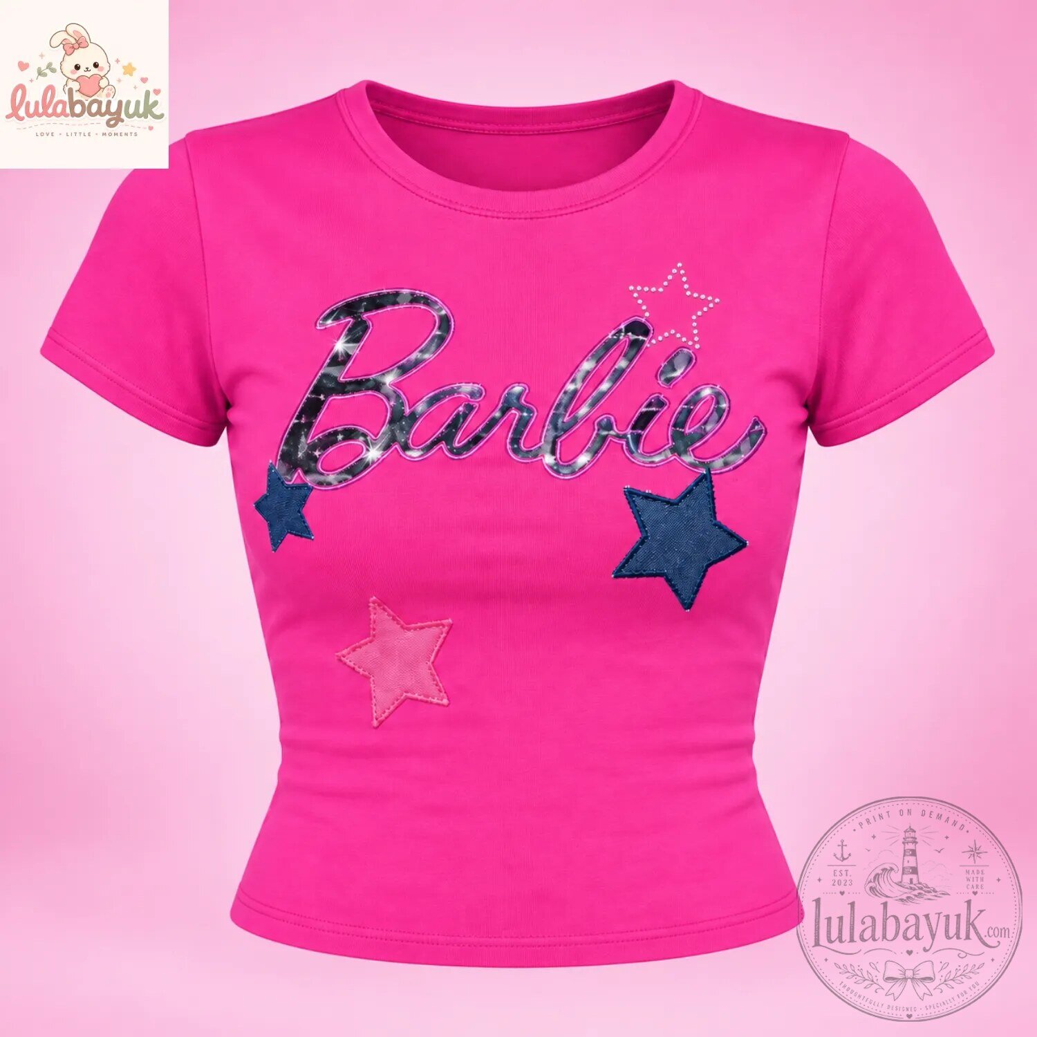 ILLIT Minju Y2K Barbie Pink Baby Tee 3 ILLIT Minju Y2K Barbie Pink Baby Tee