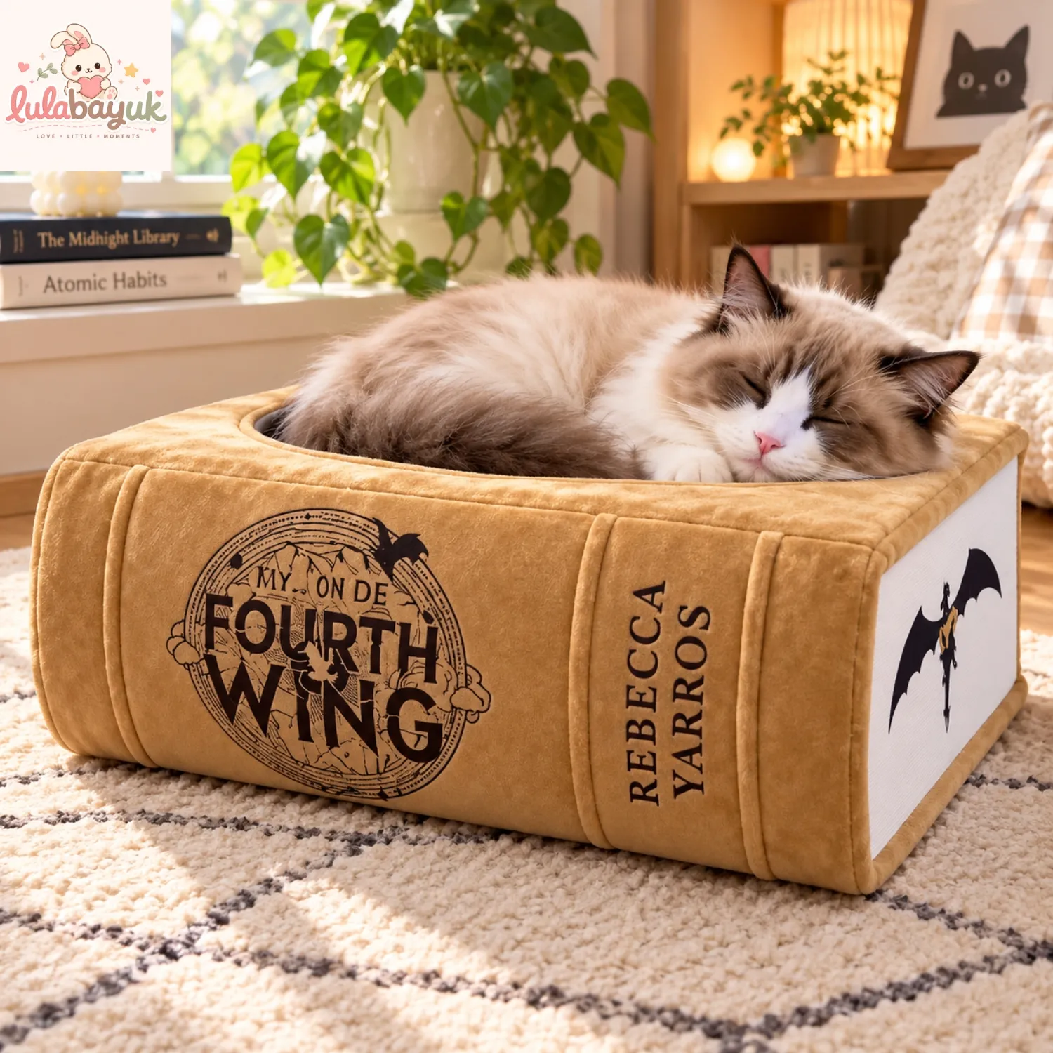 Novelty Book-Shaped Cat Bed_result Fourth Wing Rebecca Yarros Book Cat Bed