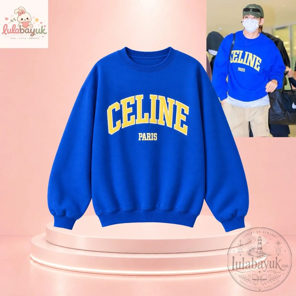 "Top 5 Must-Have Fashion Pieces for 2023: BTS, Genoa, Roma" 32 BTS V Taehyung Celine Paris Blue Crewneck Sweatshirt