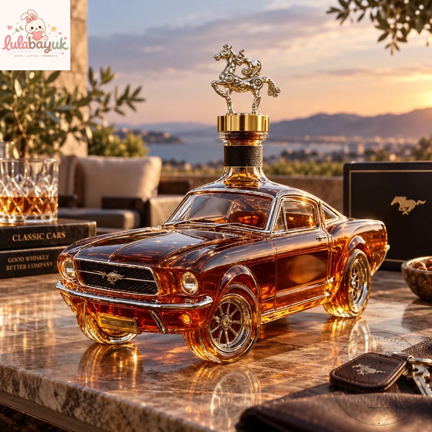 Ford Mustang Classic Car Whiskey Decanter 4 Ford Mustang Classic Car Whiskey Decanter