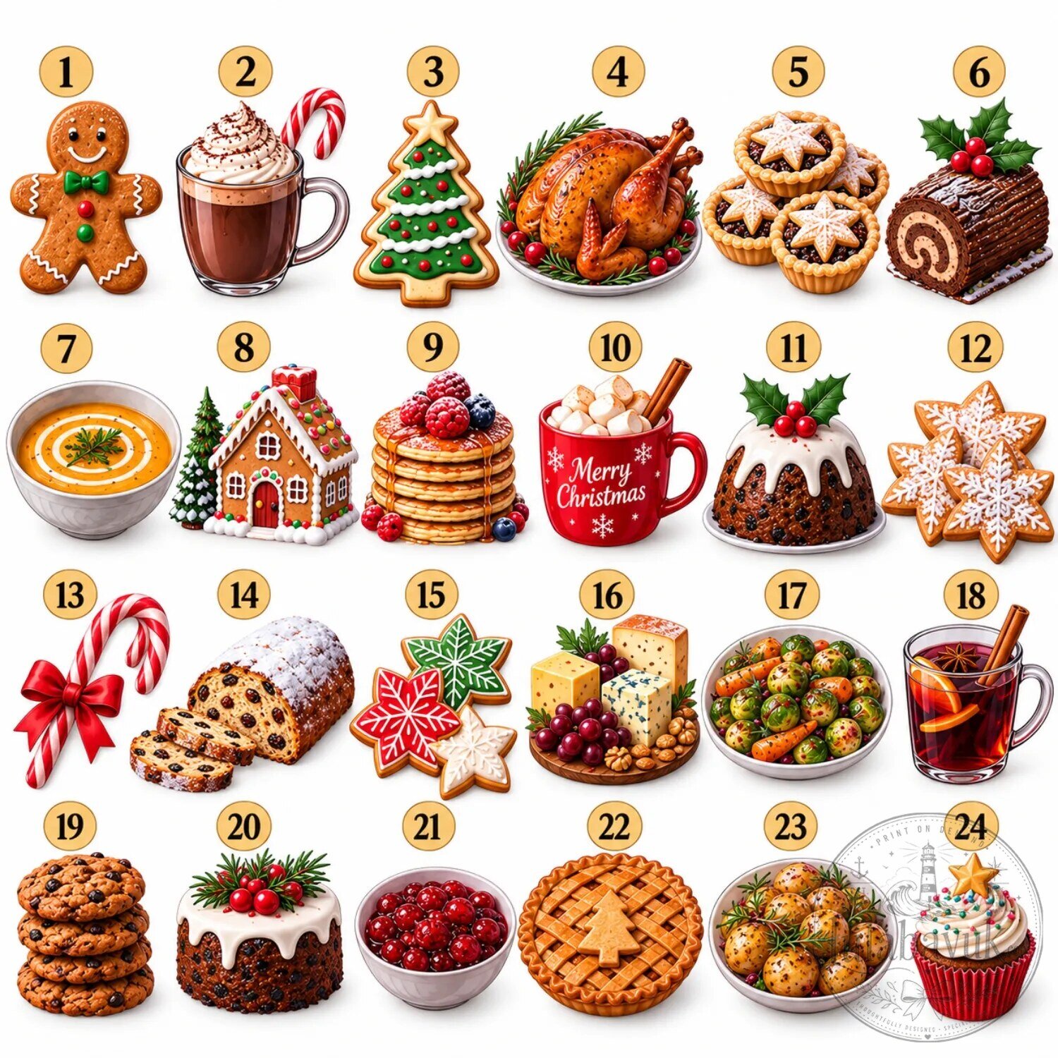 24 Days of Christmas Treats Bakery Food Miniature Ornaments Advent Calendar Gift Box 3 24 Days of Christmas Treats Bakery Food Miniature Ornaments Advent Calendar Gift Box