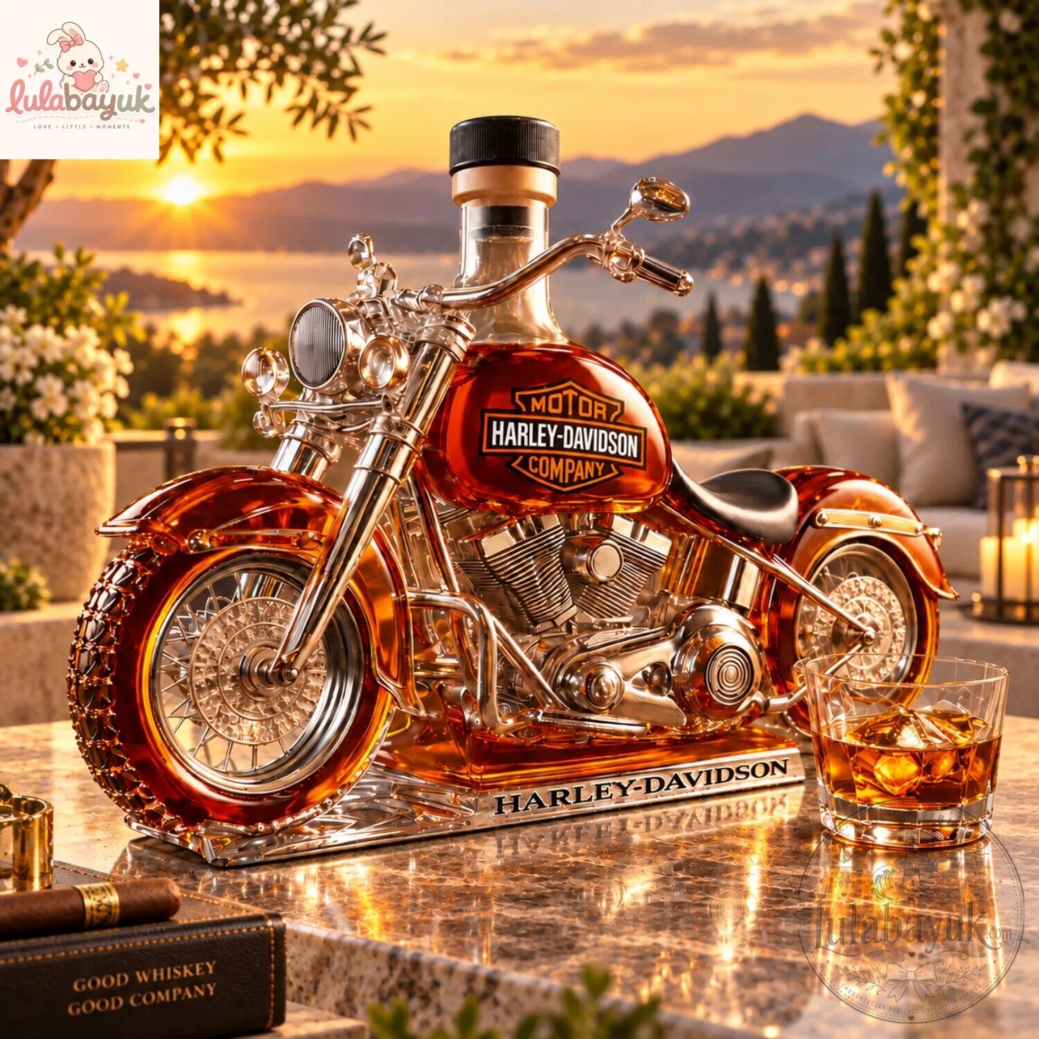 Harley-Davidson Motorcycle Whiskey Decanter Bottle 5 Harley-Davidson Motorcycle Whiskey Decanter Bottle