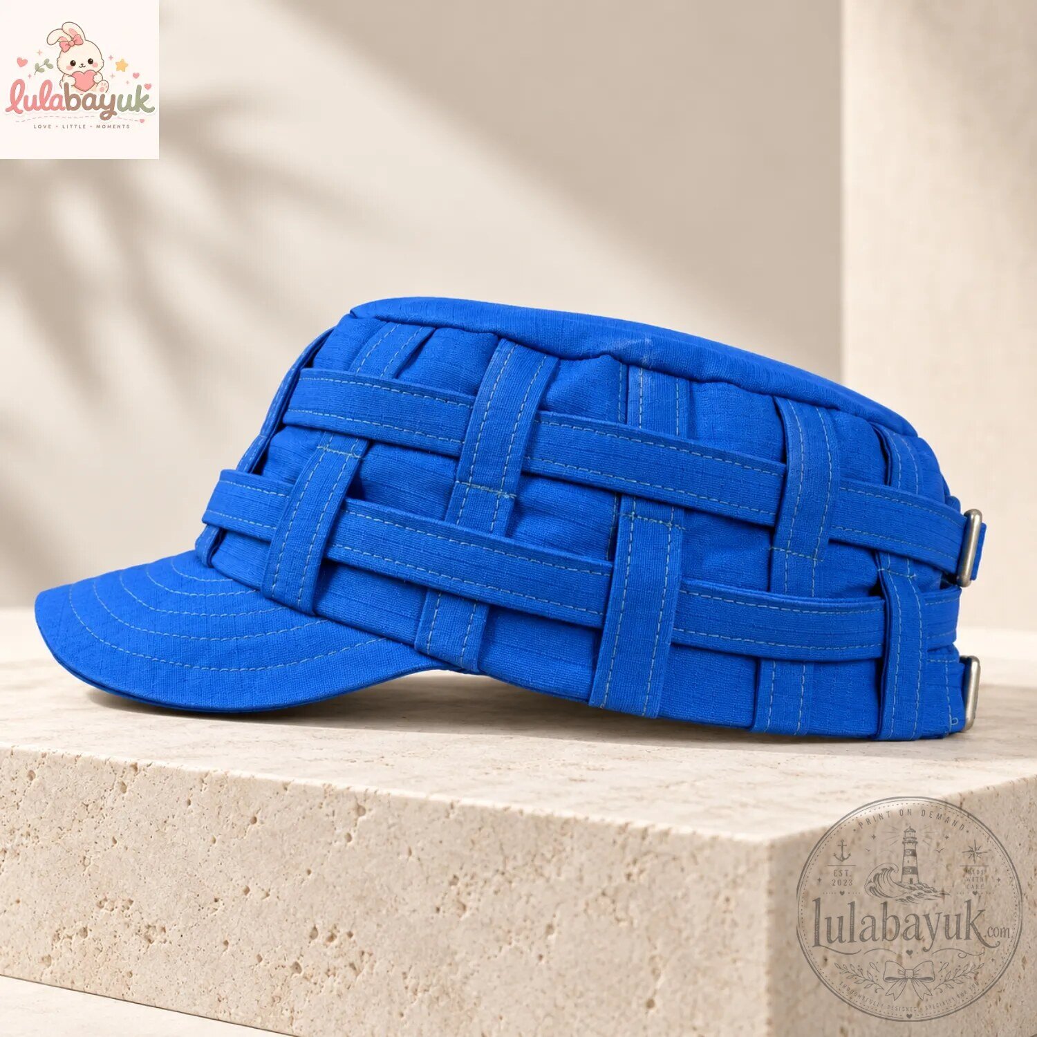 Woven Strap Flat Top Military Cadet Hat 6 Woven Strap Flat Top Military Cadet Hat