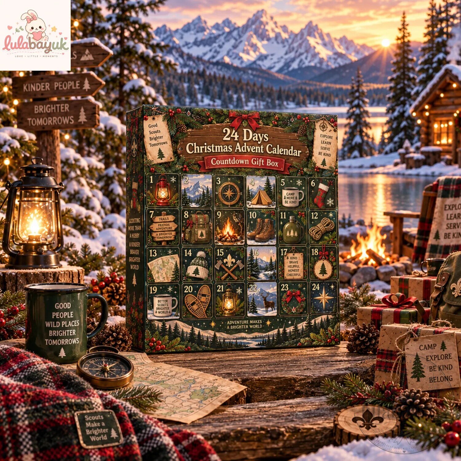 Scout Holiday Countdown 24 Days Christmas Advent Calendar Box